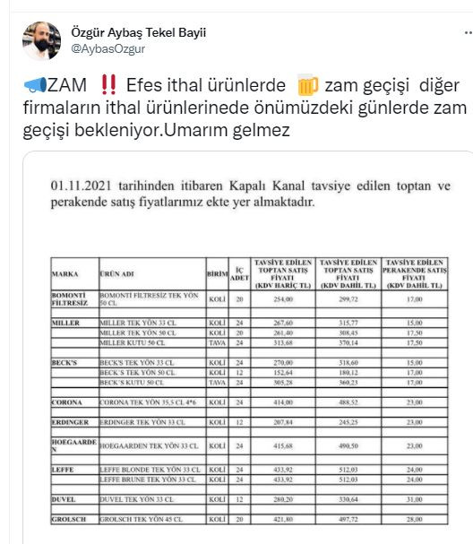 Biraya büyük zam geldi - Resim : 1