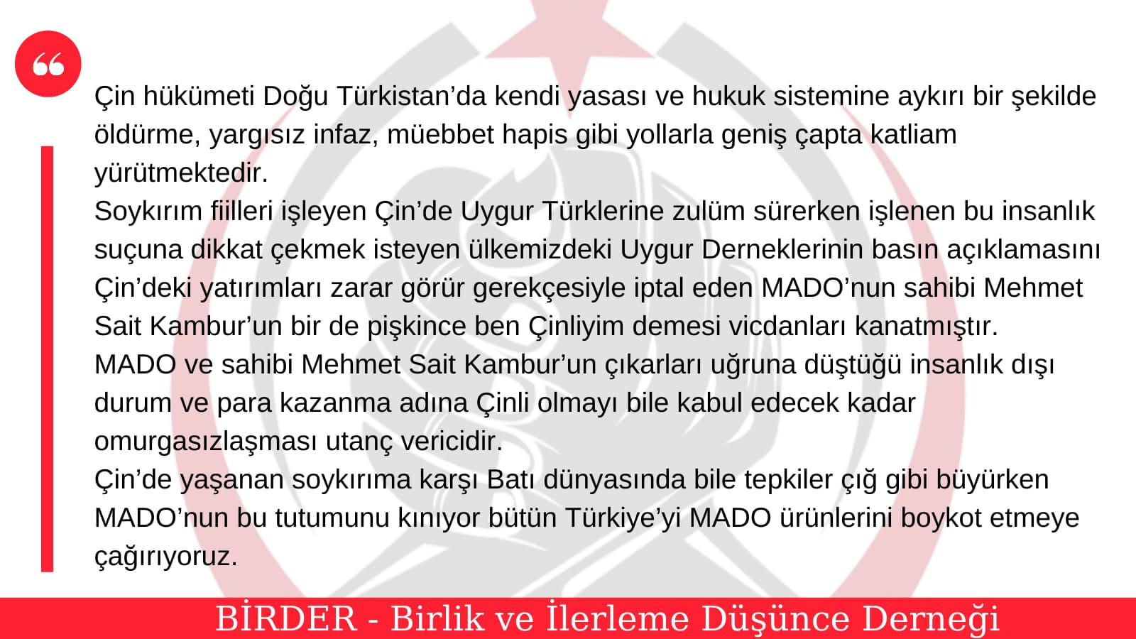 BİRDER'den MADO için boykot çağrısı - Resim : 1