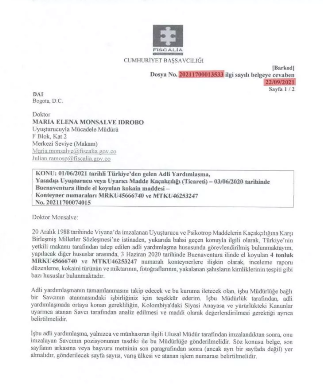 Emniyetten Kolombiya'daki uyuşturucuya dair açıklama - Resim : 1