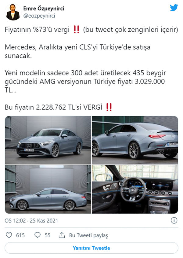 Mercedes'in yeni CLS'sinin fiyatının vergi oranı dudak uçuklattı - Resim : 1
