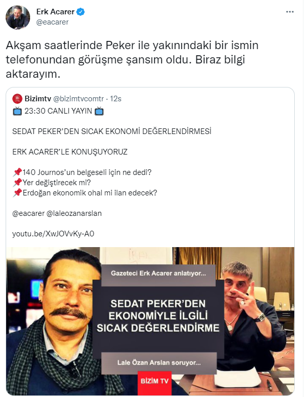 Erk Acarer Sedat Peker ile görüştü... Çok konuşulacak 'dolar' çıkışı! - Resim : 1