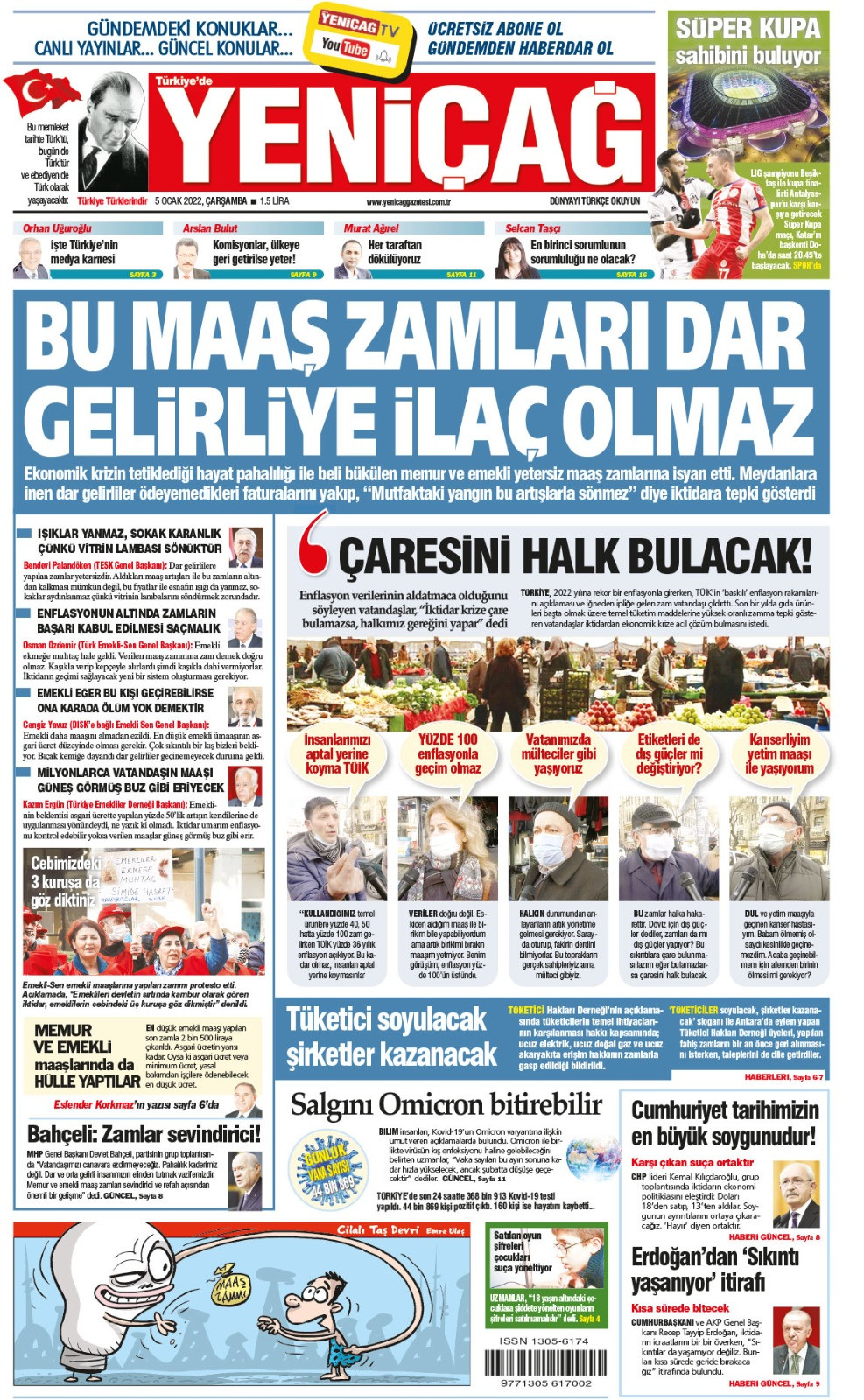 Dar gelirlinin halini Yeniçağ manşetten verdi - Resim : 1