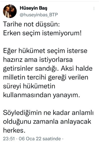 BTP’den ezber bozan erken seçim açıklaması - Resim : 1