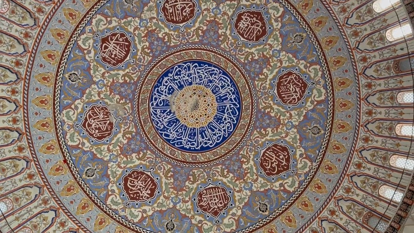 Selimiye'de Mihrap Kubbesi üzerinde kalem işi raspalarına başlandı - Resim : 2