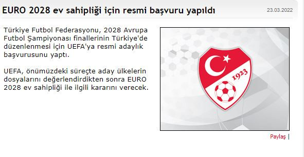 Türkiye EURO 2028'e aday oldu - Resim : 1