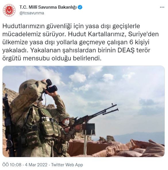 Suriye sınırında 1'i terörist 6 kişi yakalandı - Resim : 1