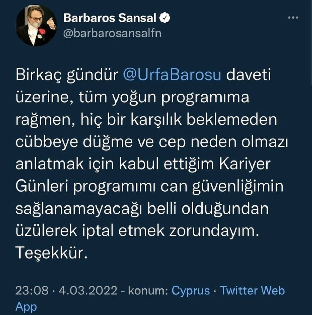 Urfa'da Barbaros Şansal tehdidi: Etkinlik iptal edildi - Resim : 2