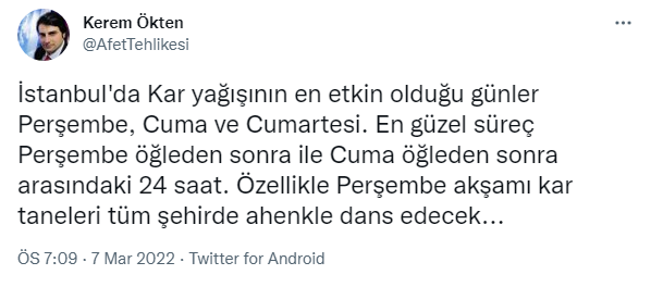 Meteoroloji kahini Kerem Ökten, İstanbul'da kar yağışının etkili olacağı günleri açıkladı - Resim : 1