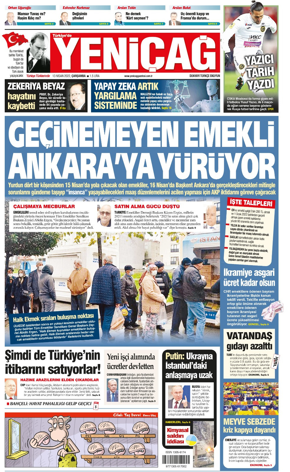 Yeniçağ emeklilerin Ankara'ya yürüyüşünü manşete taşıdı - Resim : 1