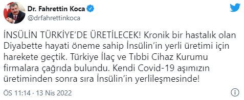 Bakan Koca: İnsülin Türkiye'de üretilecek - Resim : 1
