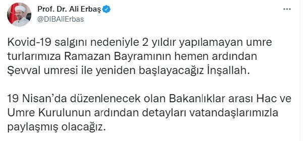 Diyanet İşleri Başkanı Erbaş duyurdu. Bayramdan sonra başlıyor - Resim : 1