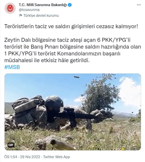 MSB duyurdu! 7 PKK/YPG’li terörist etkisiz hale getirildi... (29 Nisan 2022) - Resim : 1