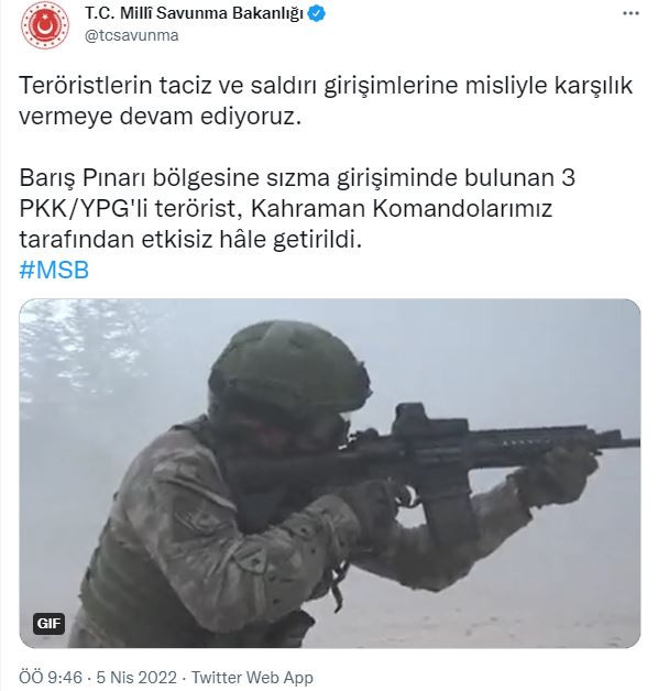 MSB duyurdu! 3 terörist etkisiz hale getirildi… - Resim : 1