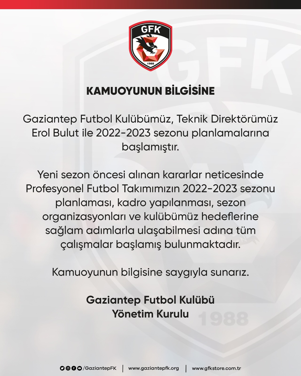 Gaziantep FK'de teknik direktör Erol Bulut kararı! Açıklandı... - Resim : 1