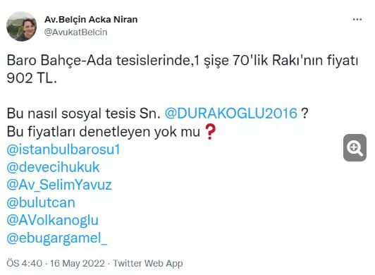 Aynı rakı Baro Başkanına 580 TL üyeye 902 TL. Böyle olur işletmecinin tabela çalışması - Resim : 2