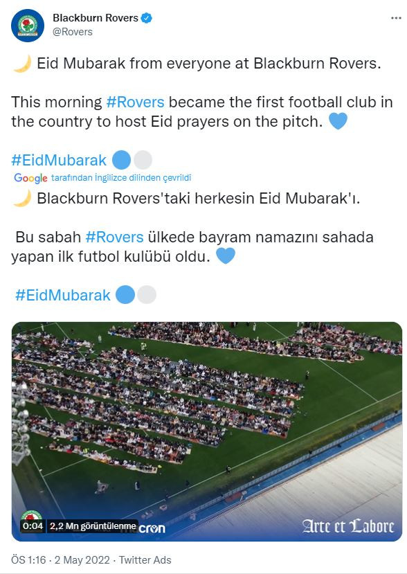 Blackburn Rovers'tan Müslümanlara büyük jest! Futbol sahalarında görülmemiş olay - Resim : 1