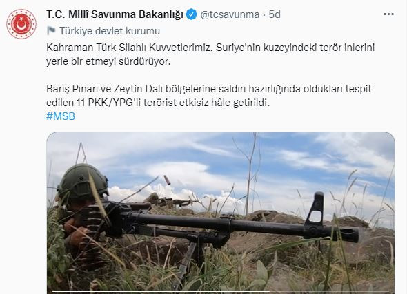 MSB açıkladı. 11 terörist etkisiz hale getirildi (07 Mayıs 2022) - Resim : 1
