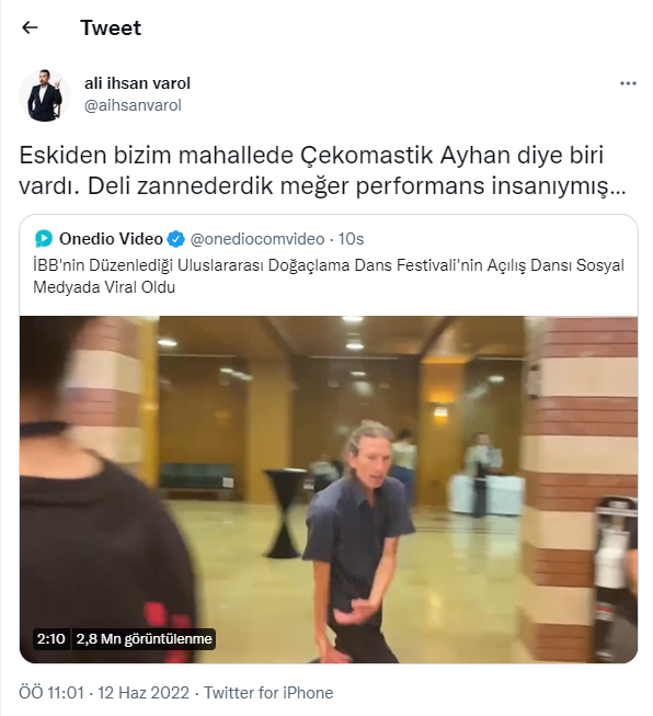 Ali İhsan Varol mahallenin delisine benzetti. Belediye Uluslararası Doğaçlama Dans Festivali düzenledi - Resim : 1