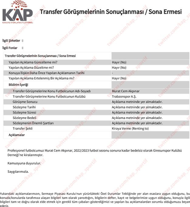 Trabzonspor'dan kiralama hamlesi. KAP'a bildirildi - Resim : 1