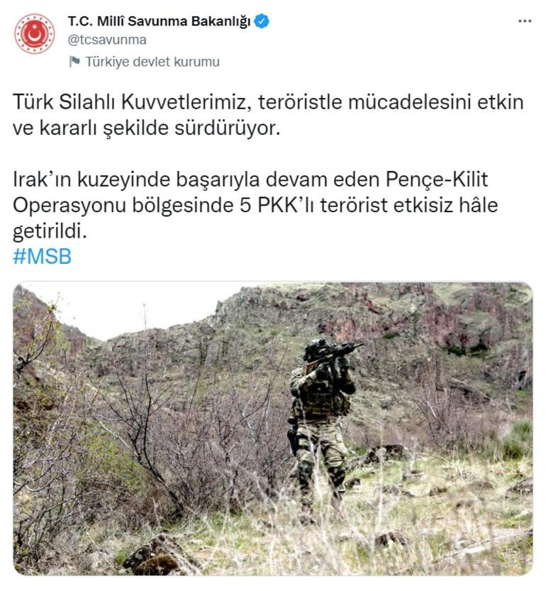 Pençe-Kilit bölgesinde 5 PKK’lı terörist etkisiz hale getirildi - Resim : 1