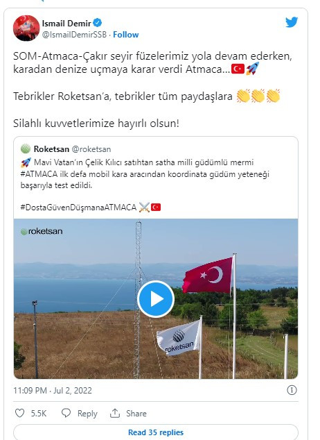 Milli güdümlü mermi Atmaca ilk kez mobil güdümlü mermi sistemiyle test edildi - Resim : 1