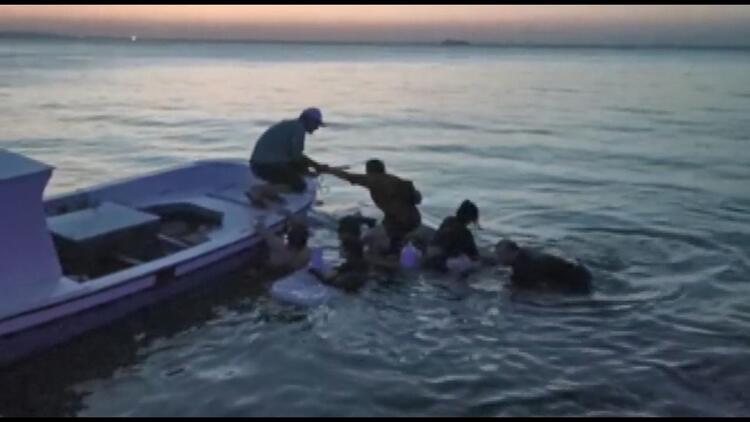 Beykoz'da benzini biten tekne su alıp alabora oldu. 9 kişiyi hayatta
