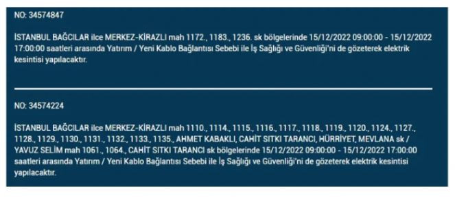 İstanbul'da bugün hangi ilçelerde elektrik kesintisi olacak - Resim : 5