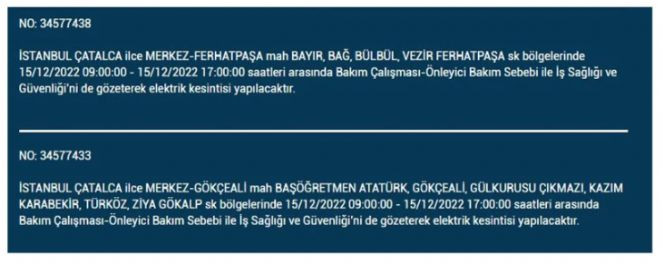 İstanbul'da bugün hangi ilçelerde elektrik kesintisi olacak - Resim : 17