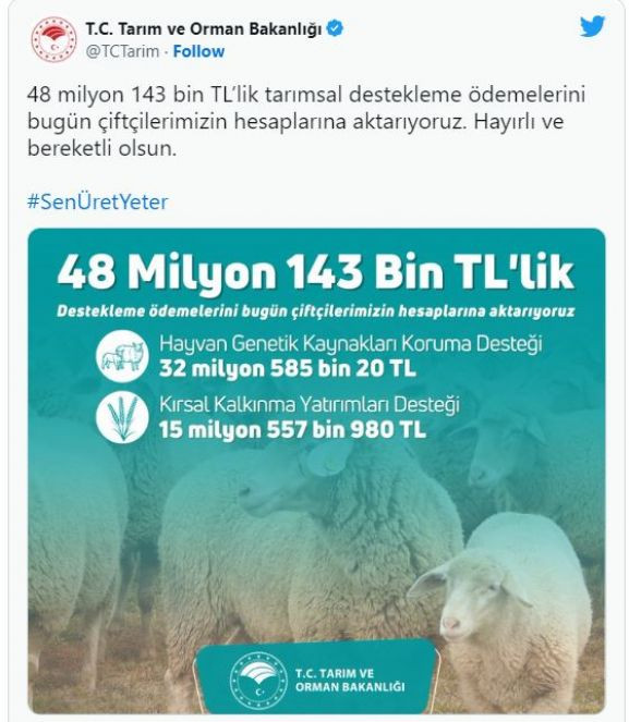 Tarımsal destekleme ödemeleri bugün çiftçilerin hesabına yatırılıyor - Resim : 1