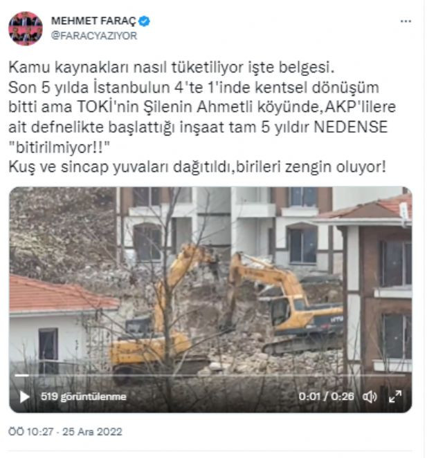 Mehmet Faraç AKP'nin 5 yıldır bitmeyen doğa katliamını paylaştı - Resim : 1