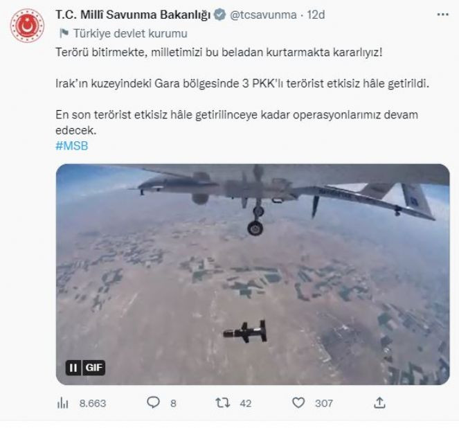 MSB açıkladı. Gara'da 3 PKK'lı terörist etkisiz hale getirildi - Resim : 1