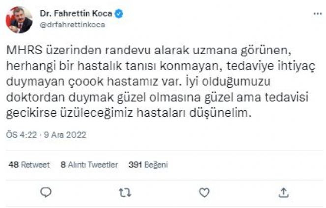 Bakan Koca’dan hastane randevularıyla ilgili çağrı - Resim : 1