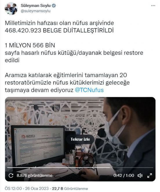 Nüfus arşivinde 468 milyon 420 bin 923 belge dijitalleştirildi - Resim : 1