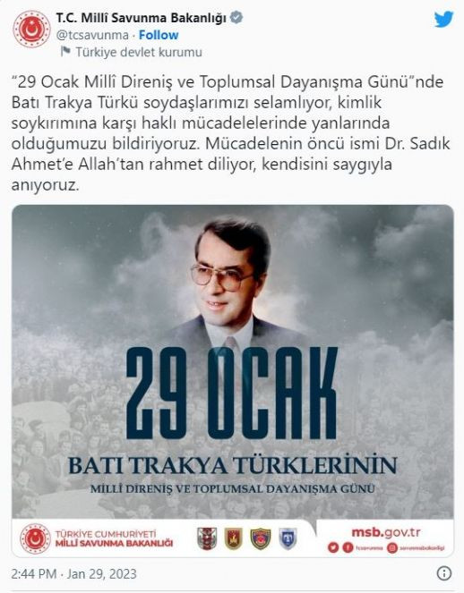 MSB'den ‘29 Ocak Milli Direniş ve Toplumsal Dayanışma Günü’ paylaşımı - Resim : 1
