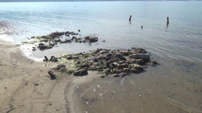 Erdek'te deniz çekilince ortaya çıktı - Resim : 1