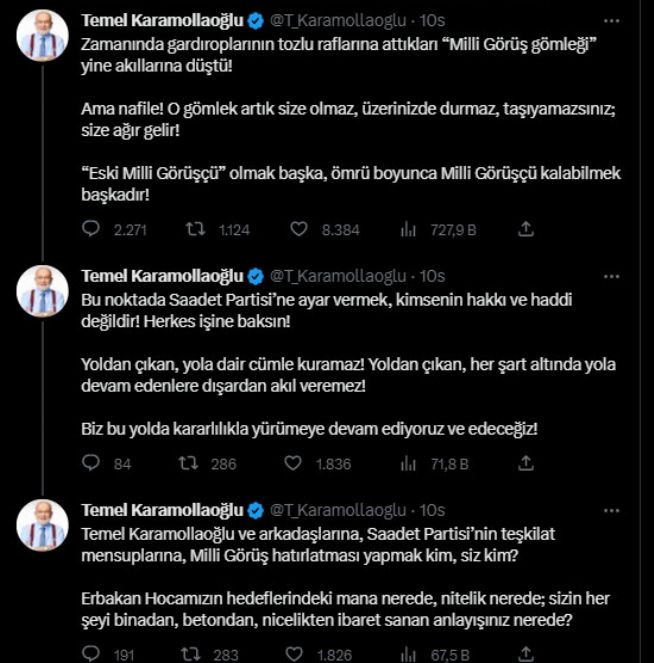 Karamollaoğlu'ndan Erdoğan'a sert tepki: Bize ayar vermek kimsenin haddi değil - Resim : 1