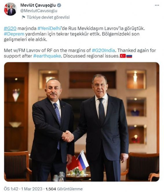 Çavuşoğlu, Rus mevkidaşı Lavrov ile bir araya geldi - Resim : 1