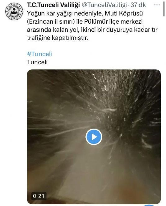 Tunceli-Erzincan karayolu TIR'lara kapatıldı - Resim : 1