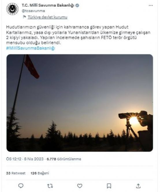 MSB duyurdu: Sınırda 2 FETÖ üyesi yakalandı - Resim : 1