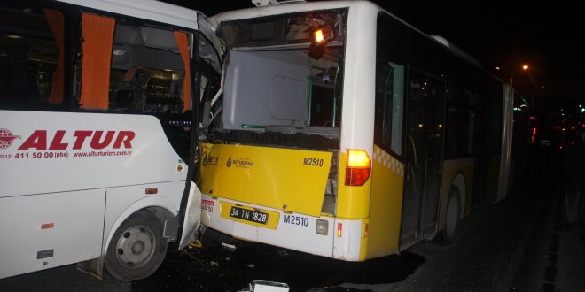 Servis aracı İETT otobüsüne çarptı