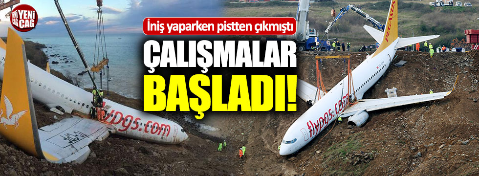 Trabzon Havalimanı'nda vinçlerle çalışmalara başlandı
