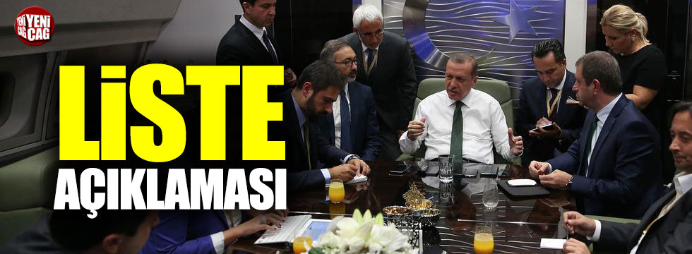 Erdoğan'dan liste açıklaması