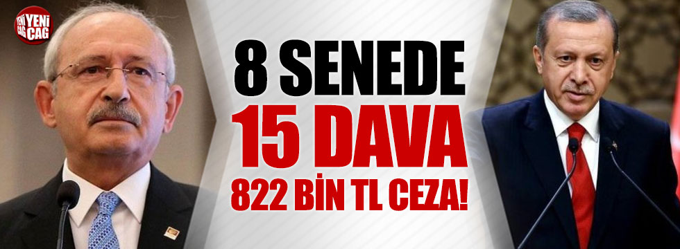 Kılıçdaroğlu'na 8 senede 15 dava ve 822 bin TL ceza!