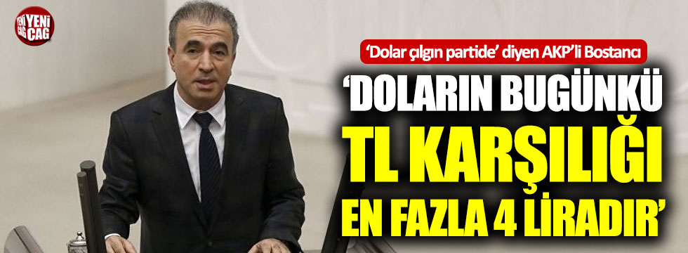 AKP'li Bostancı: "Doların bugünkü TL olarak karşılığı en fazla 4 liradır"