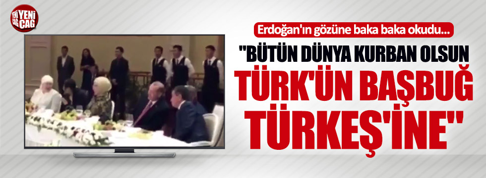 Erdoğan’ın gözüne bakarak okudu: “Başbuğ Türkeş’ine…”