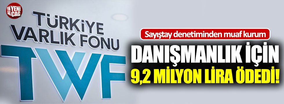Türkiye Varlık Fonu’ndan danışmanlık için 9,2 milyon liralık ödeme