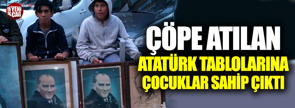 Çöpe atılan Atatürk fotoğraflarına çocuklar sahip çıktı