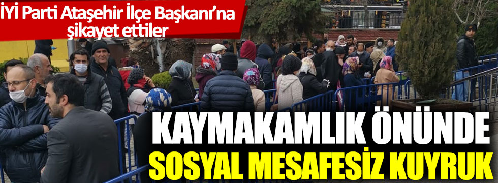 Kaymakamlık önünde sosyal mesafesiz kuyruk: İYİ Parti Ataşehir İlçe Başkanı'na şikayet ettiler
