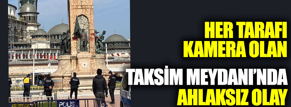 Taksim'deki Cumhuriyet Anıtı'na boyalı saldırı