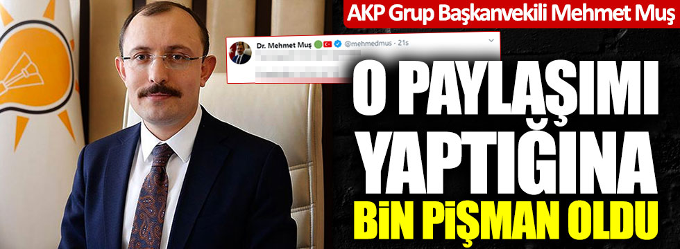 AKP Grup Başkanvekili Mehmet Muş o paylaşımı yaptığını bin pişman oldu!